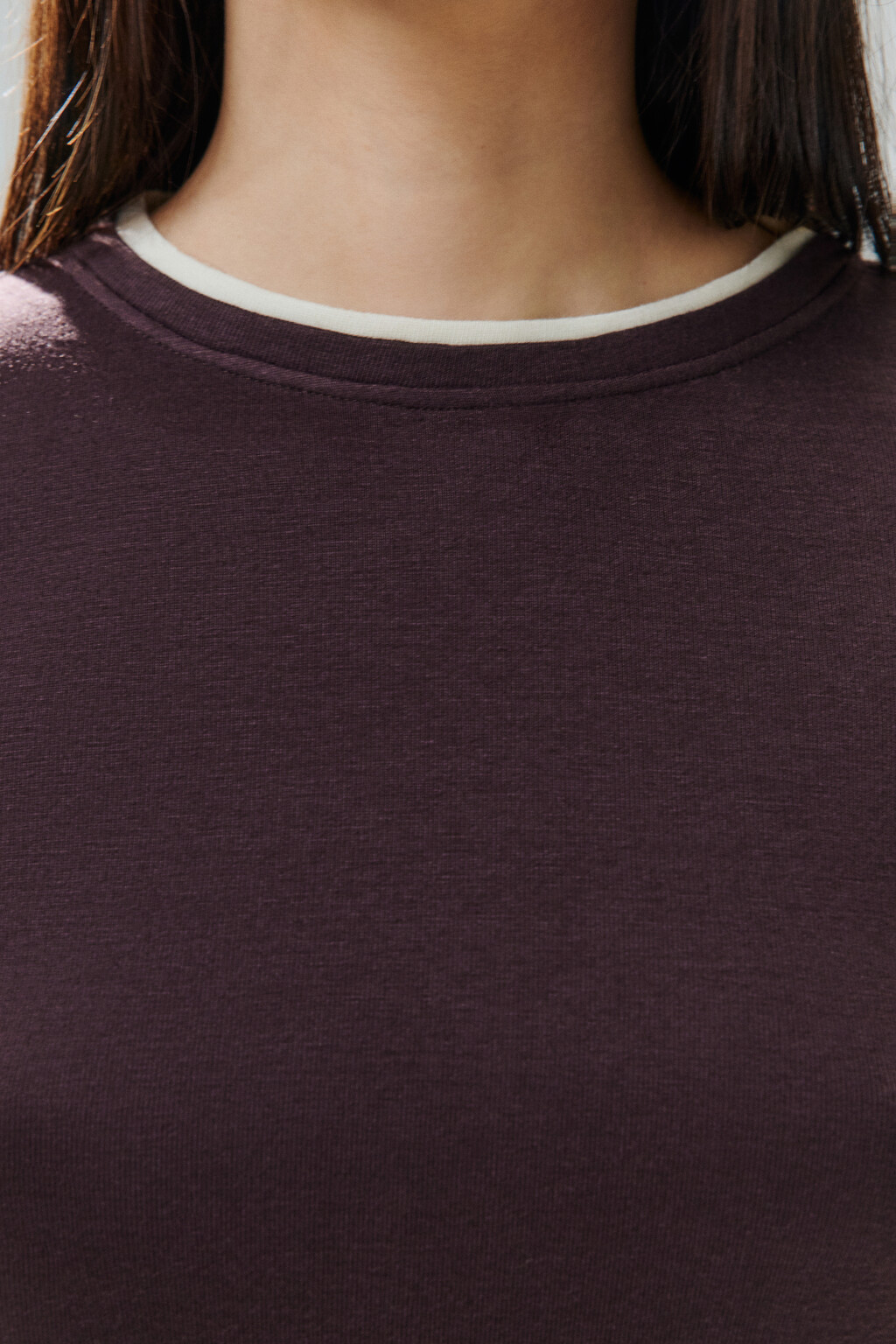 Лонгслив с имитацией второго слоя - цвет коричневый - 6